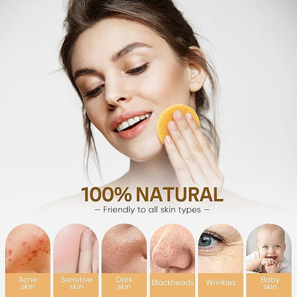GAINWELL 50-Count Compressed, GAINWELL Cellulose, 100% Natural Cosmetic Spa Sponge for Facial Cleansing, Exfoliating Mask, Makeup Removal