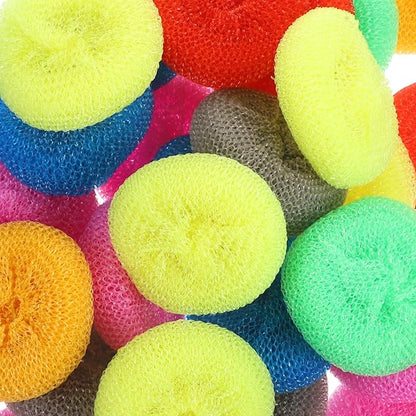 30pcs Multi-Color Kitchen Scrubbers and Pot Scrub Pads, Plastic Steel Wire Dish Cleaning Balls for Dishwashing and Kitchen Cleaning Random Color