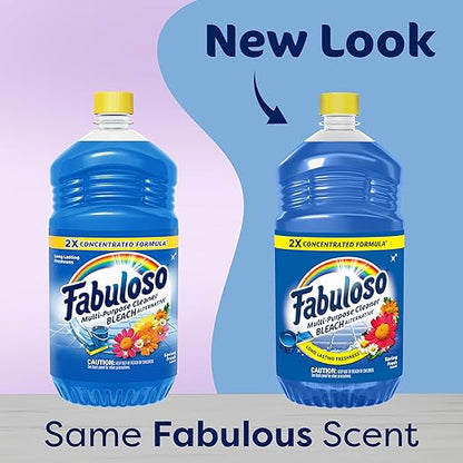 Fabuloso 2X Multi-Purpose Cleaner Bleach Alternative, No Rinse Floor Cleaner, Long-Lasting Freshness, Spring Fresh Scent, 56 fl oz