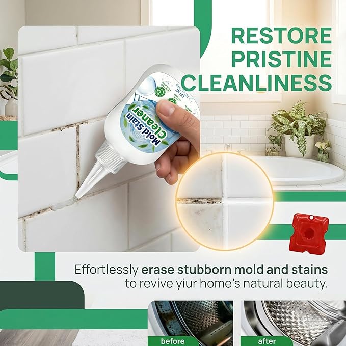 Mold Stain Cleaner Gel, 6.7 Fl oz All-Purpose Gel for Home Use on Washing Machine Gasket, Bathroom Grout, Sink, Shower, Caulk, and Front Loader Seal