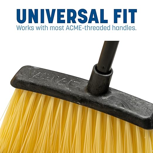 SPARTA Duo-Sweep Unflagged Angle Broom with Stiff Bristles and Angled Head, Heavy Duty Broom for Sweeping on Rough Surfaces, 48" Metal Handle, 1 Count, Natural