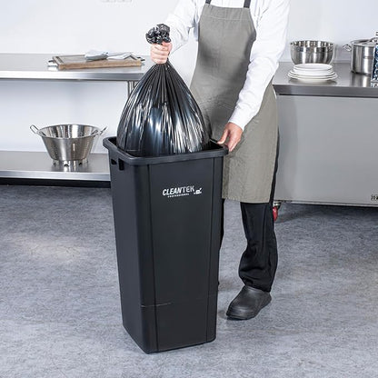 Restaurantware-Clean Tek Professional 23 Gallon Trash Can, 1 Square Waste Basket - Lid Sold Separately, Space Saving, Black Plastic Garbage Bin, Ideal For Home, Office, Restaurant, And More