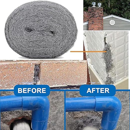 Steel Wool Mice Control Pads & Barrier Kit - Gap Blocker Fill Fabric for Holes & Vents - 4 Pack