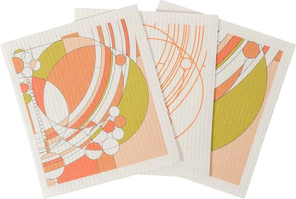 KAF Home Frank Lloyd Wright Swedish Dish Cloths (6.7 x 7.5-inch) - Set of 3 Reusable, Absorbent Cellulose Sponge Towels for Kitchen, Cleaning Counters, and Washing Dishes (March Balloons)