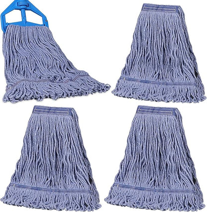 JERIA 4 Pack Heavy Duty Mop Head Replacements,String Mop Head for Commercial,Used for Home,Office and Kitchen,Washable,Reusable Mop