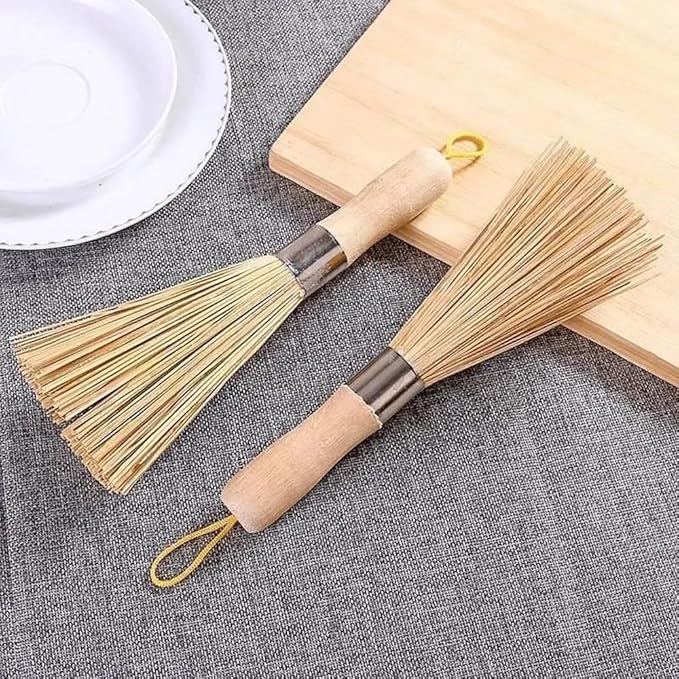 2 Pack Natural Bamboo Wok Brushes,Bamboo Kitchen pan Brush,Kitchen Cleaning Brush,for Cleaning Dishes, Sink