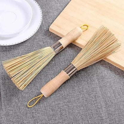 2 Pack Natural Bamboo Wok Brushes,Bamboo Kitchen pan Brush,Kitchen Cleaning Brush,for Cleaning Dishes, Sink