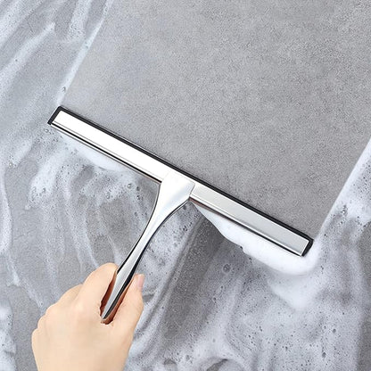 Shower Squeegee for Glass Doors,10-Inch Shower Glass Squeegee, Sliver Shower Squeegee for Shower Doors,Mirror,Windows, with Shower Door Hook and Adhesive Hook