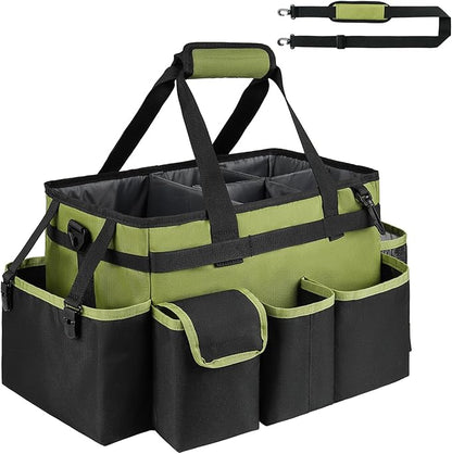 Cleaning Caddy,Large Cleaning Bags for Housekeepers,Cleaning Supplies Organizer with Handle,Green