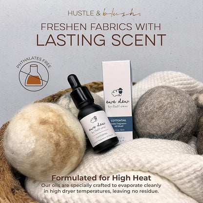 Hustle & Blush Essential Oil for Dryer Balls, 15ml Cottontail, Natural Laundry Fragrance, Long-Lasting Fresh Scent, Wool Dryer Balls Ideal for Diffusers, Candle Making, Multi-Use for Home & DIY