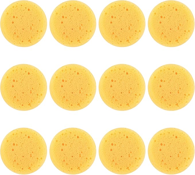 Ymapinc 12PCS Kitchen Sponges for Washing Dishes Round Natural Cleaning Sponge,Cellulose Eco-Friendly No Odor, Dusting, Cleaning Bathroom, 7 * 7cm