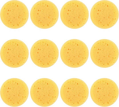 Ymapinc 12PCS Kitchen Sponges for Washing Dishes Round Natural Cleaning Sponge,Cellulose Eco-Friendly No Odor, Dusting, Cleaning Bathroom, 7 * 7cm