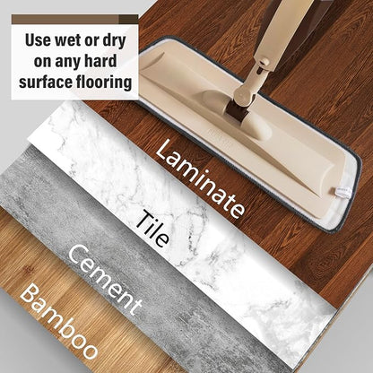 Mops for Floor Cleaning, 50 inch Spray Mop with 400ml Refillable Bottle and 3 Replacement Pads Dry Wet FloorCleaning Household or Commercial Use for Hardwood Laminate Tile Ceramic (Brown)