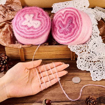 2 Roll Mohair Wool Yarn Soft for Crocheting Knitting Hand Washable Long Wool Yarn DIY Scarf Crochet Thread for Clothes Hats Sweater Scarf Craft Projects (Pink)