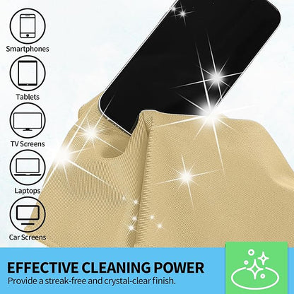 Microfiber Cleaning Cloth - 10 Pack Glasses Cleaning Cloth, 16" x 14" Window Cleaning Rags, Streak Free Lint Free Polishing Cloths Wipes for Eye Glass, Stainless Steel, Windshield, Beige