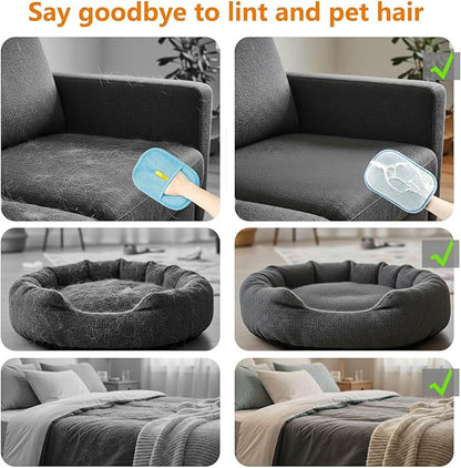Pet Hair Removal Glove - Electrostatic Cat Dog Hair Remover Glove, Reusable Magic Brush Pet Hair Remover Tool for Couch, Carpet, and Car Seat (Blue,1 Pack)