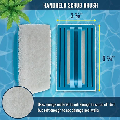 U.S. Pool Supply Hand-Held and Pool Pole Attachment Scrub Brushes - Surface Scrubbing Scouring Sponge Pads - Clean Pool Tile Grout Walls, Vinyl Liners, Spas, Remove Stains, Kitchen Bathroom Tub Shower