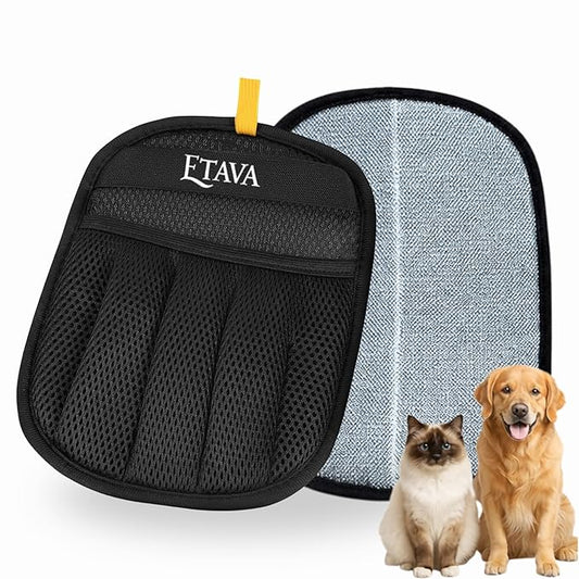 2 Pack Pet Hair Removal Gloves for Dogs & Cats, Reusable Five-Finger Electrostatic Hair Remover Tool, Cat & Dog Grooming Gloves for Shedding & Deshedding, Magic Brush for Laundry, Couch, Carpet