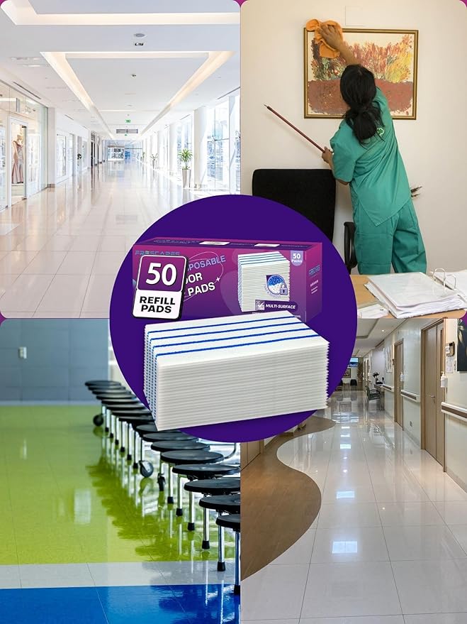 50 PCS Mopping Pad Refill for Wet Jet Mop,Multi-Surface Semi-Disposable Mop Pad Compatible with Swiffer Wetjet & All 10-11'',Thickned and Absorbent Wet Pads Refill