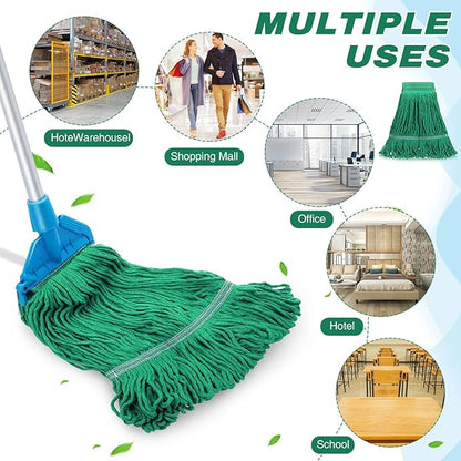 Nuogo 6 Pcs Commercial Mop Head Replacement Floor Cleaning Wet Mop Head Refills Heavy Duty Commercial General Cleaning(Green)