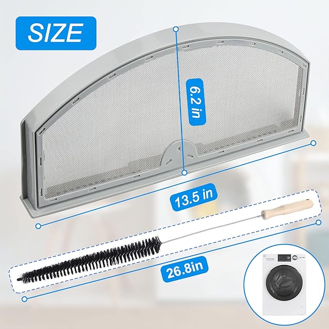 Upgraded WE03X23881 Dryer Lint Screen Filter Replacement for GE Dryer, GTD65EBSJ3WS GTD33EASK0WW GTD42EASJ2WW GTD42GASJ2WW GTD45EASJ2WS PS11763056 Stainless Steel Metal Screen with Cleaner Kit Brush
