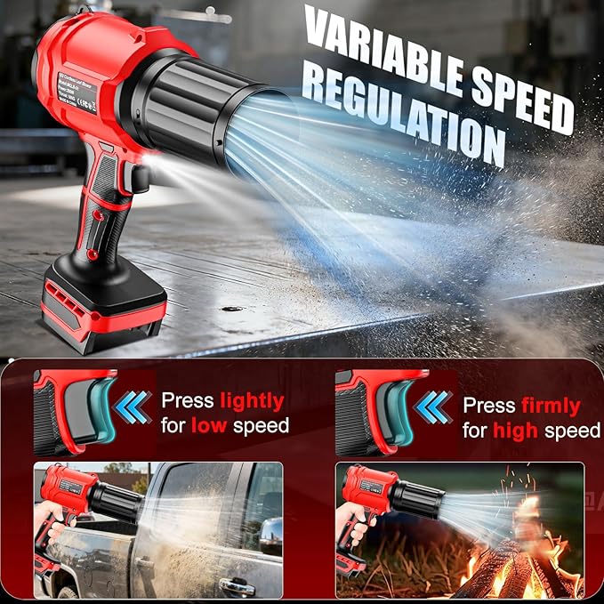Cordless Leaf Blower Compatible for Milwaukee 18V Battery - Brushed Motor(Tool Only), 30,000 RPM Variable Speed Mini Garden Blowers with LED + 2 Nozzles, for Leaves, Dust, Driveway, Patio, Lawn, Deck