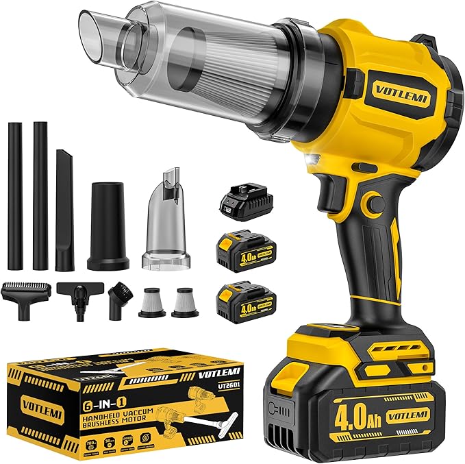 6-in-1 Cordless Vaccum Cleaner, 21V 8000MAH Car Vacuum Portable Cordless with 700W Brushless Motor, 50KPA High Power Suction & Blower for Home, Car, Pet Hair, Shop