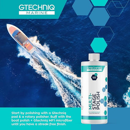 Gtechniq Marine Multi-Stage Polish - Scratch & Oxidation Remover - Supergloss Cleaner & Polish for Boats, Yachts & Ships - Gentle on Topcoat & Gelcoat