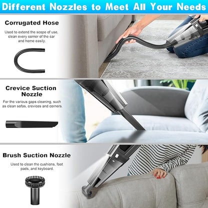 SAKOLD Handheld Vacuum Cordless Mini Portable Rechargeable Car Vacuum Cleaner with 11000PA Powerful Suction for Car Home and Office