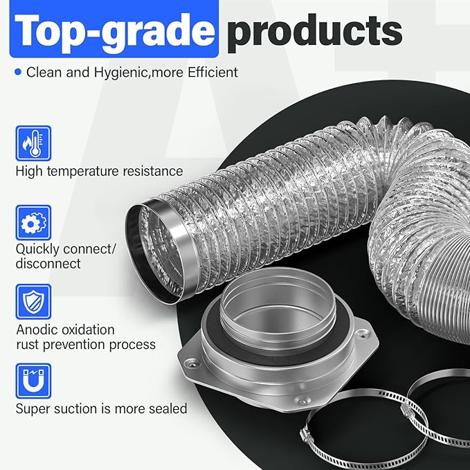 Magnetic Dryer Vent MV-180 Connector Kit, 4 Inch for Tight Spaces, Strong Magnetic Seal, Easy Quick Installation, Improves Airflow & Safety, simple to Clean