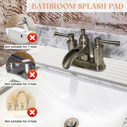 Teenyyou an Oval Hole White Faucet Mat for Kitchen Sink Bathroom 17.32" x 4.6" Kitchen Faucet Absorbent Mat Diatomite Splash Guard Quick Drying Stone Drip Catcher Hole 6.22" x 2.28"