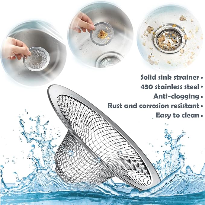 Shimeyao 100 Pcs 2.75 Mesh Sink Strainers Stainless Steel Drain Strainer Mesh Shower Drain Hair Catchers for Bathroom Kitchen for Lavatory Balcony Laundry Mop Pool RV Sink