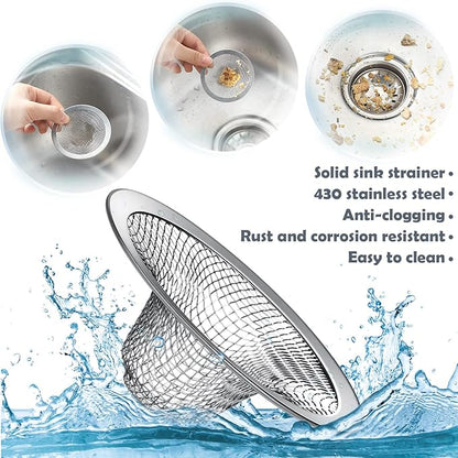 Shimeyao 100 Pcs 2.75 Mesh Sink Strainers Stainless Steel Drain Strainer Mesh Shower Drain Hair Catchers for Bathroom Kitchen for Lavatory Balcony Laundry Mop Pool RV Sink
