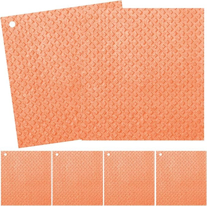 6 Packs Swedish Kitchen Dish Cloths - Reusable Paper Towels for Counters & Dishes - Eco Friendly Cellulose Sponge Cloth (Orange)