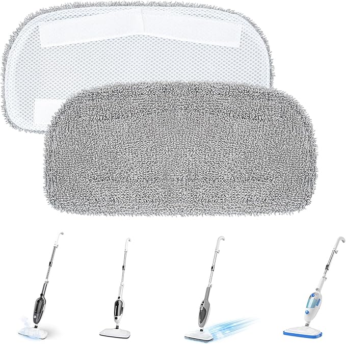 LOVECO Steam Mop Pads Compatible with GorFanty GF-6610B/GF-6610, Neugo NE033/NE033M & Mxnsewr, Washable Microfiber Steam Mop Replacement Pads for Multi-Surface Cleaning (2 Pack)