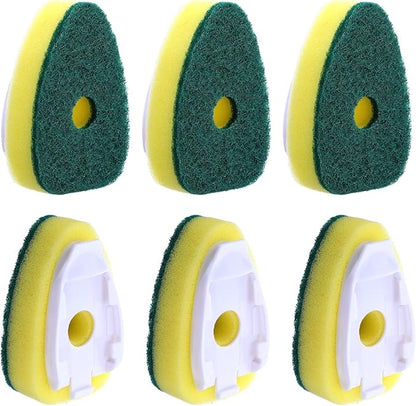 6Pcs Dish Wand Sponge Refills Dishwasher Sponge Dishwand Refills Scrubber Sponges Non Scratch Head Replacement for Dish Wand Heavy Duty Soap Dispenser Scrubber Pads for Kitchen Cleaning