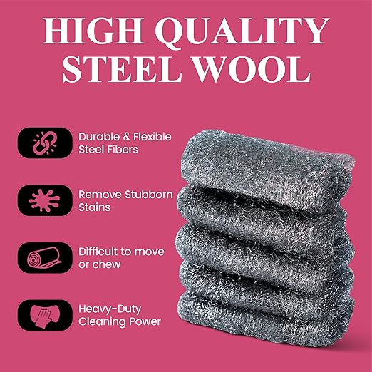 Steel Wool Grade # 1 - Medium Grade - 16 Pads Multi-use for Cleaning, Preparing, Multi-Purpose (#1-16 Pads)