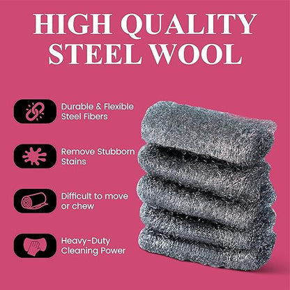 Steel Wool Grade # 1 - Medium Grade - 16 Pads Multi-use for Cleaning, Preparing, Multi-Purpose (#1-16 Pads)
