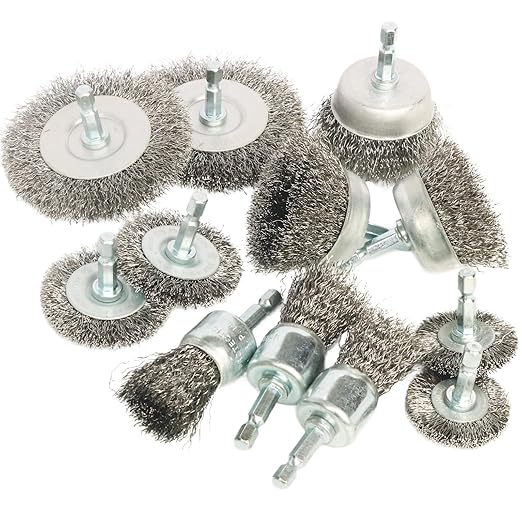 FPPO 12 Pack Carbon Steel Wire Wheel, Cup, Pen Brush Set with 1/4-Inch Hex Shank for Rust Removal, Corrosion and Scrub Surfaces