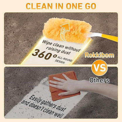 60 Count Heavy Duty Duster Refills for Swiffer, Multisurface 360° Larger Size Dusters with 4X Cleaning Power, Disposable Dusters for Pet, Cleaning Home, Blinds, Fans, Corners (60 pcs-Orange)