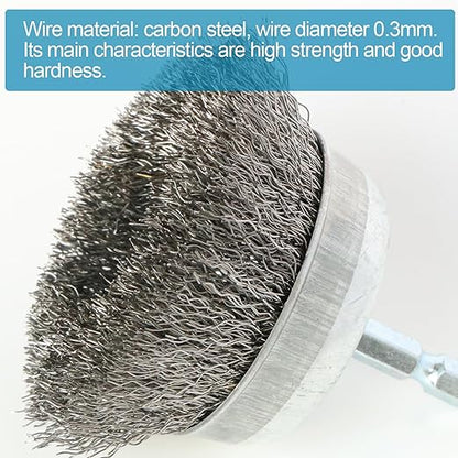 FPPO 12 Pack Carbon Steel Wire Wheel, Cup, Pen Brush Set with 1/4-Inch Hex Shank for Rust Removal, Corrosion and Scrub Surfaces