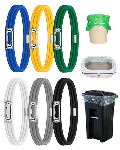 Garbage Can Bands Cord Lord Design Adjustable Large Trash Can Rubber Bands Fits 8-33 Gallon Trash Cans Multifunction Bands Litter Box Bands for Kitchen Tables Picnic Party