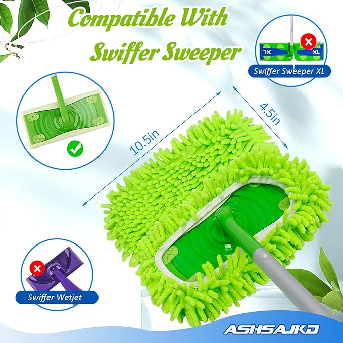 Ashsajkd 8Pcs for Swiffer Reusable Dry Sweeping Cloths Microfiber Wet Mop Pads Compatible with Swiffer Sweeper Mop ,Replacement Wet Mopping pad Refills & for Swiffer Sweeper Mop