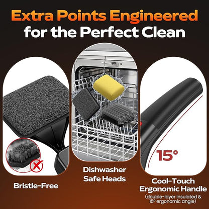 Reciprocating Electric Grill Brush, Bristle-Free Grill Brush for Outdoor Grill, BBQ Grill Brush, Grill Cleaner with 3 Replaceable Brush Heads, No Splash, Effort-Saving, Deep Cleaning, Black
