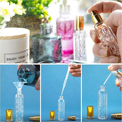 YU FENG 12pcs Glass Perfumes Bottle Empty Atomizer Refillable Spray Perfume Bottles Fine Mist Atomizer Cosmetic Container for Travel,10ml