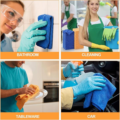 Nuenen 60 Pcs Microfiber Cleaning Cloths for Cars 16 x 16 Inch Ultra Absorbent Car Towels Drying Reusable Cleaning Supplies House Kitchen Window Microfiber Towel (Yellow,Blue)