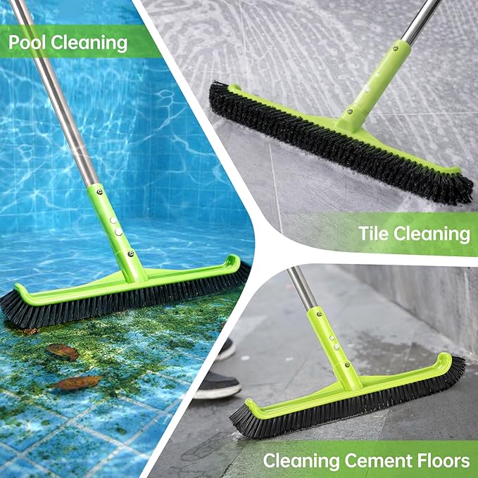 Pool Brush Head, Scrub Brush with Premium Nylon Bristles,Curved Ends High-Efficiency Pool Broom/Pool Brushes for Cleaning Inground/Above Ground,Swimming Pool, Walls, Bathtubs, Tiles & Floors(Green)