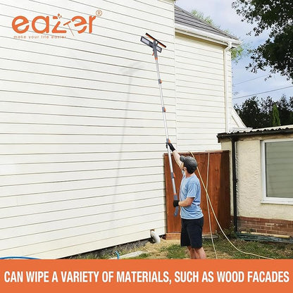 Eazer 3-in-1 Window Squeegee Cleaner, 76'' Spray Window Squeegee with 5-Section Extension Pole, Microfiber and Chenille Cloth, Window Washing Equipment for Indoor/Outdoor Windows, Car Glass