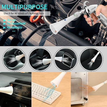 GOCCIDA Tornado Dry Cleaning Gun with Brass Adjustable Air Flow Nozzle,Air Blower Gun Quickly Blasts Dirt and Dust from Surface Works with Air Compressor