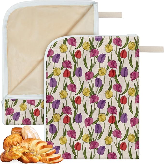 New Zipper Design Beeswax Bread Bags for Sourdough, Reusable Beeswax Bread Bags for Homemade Bread, Natural Bees wax Lining Bread Bag Keeps Bread Fresh and Moist, Extends Shelf Life (2-pack)